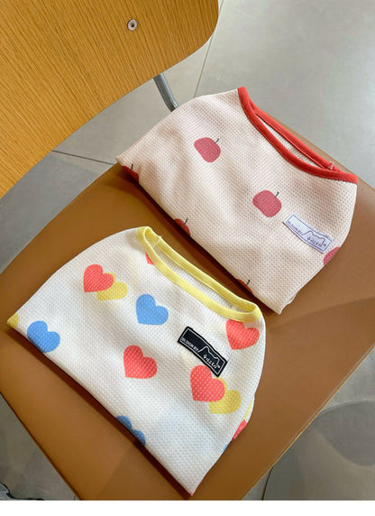 Dog Cartoon Heart/Apple Print Shirt