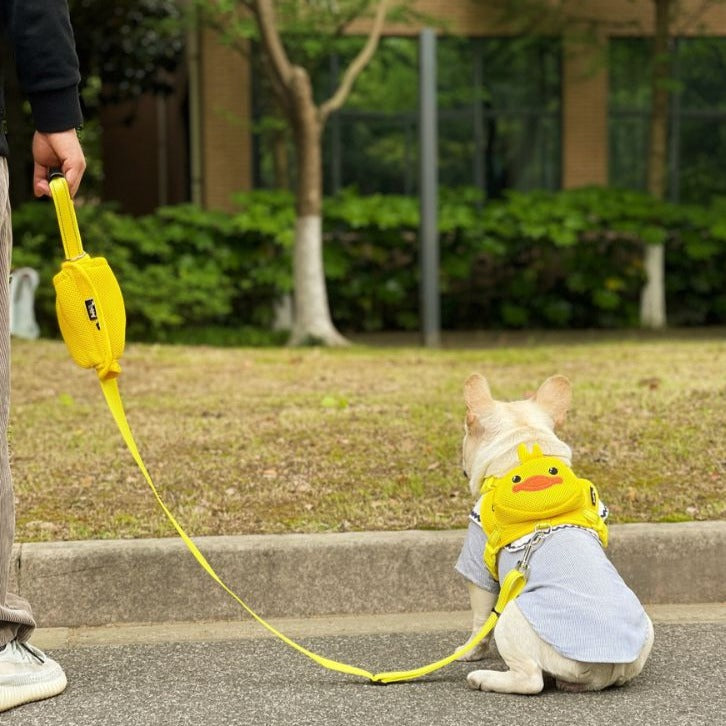 Dog Duck Mesh Backpack Harness Bag with Leash