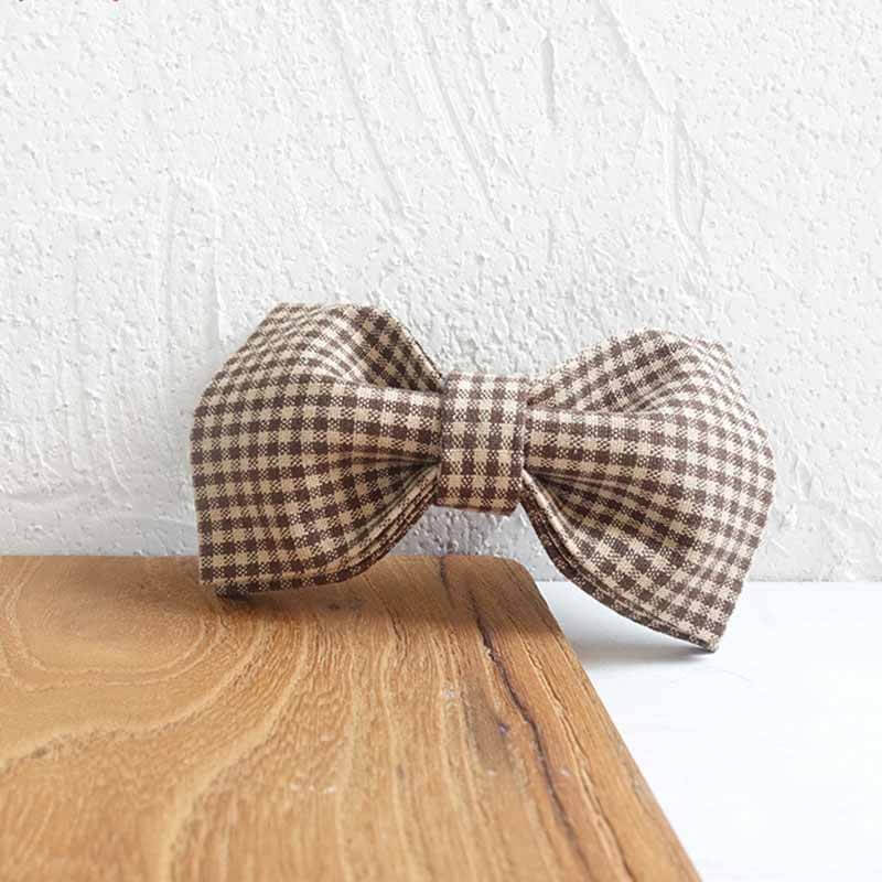 Dog Coffee Plaid Bow Tie - Frenchiely