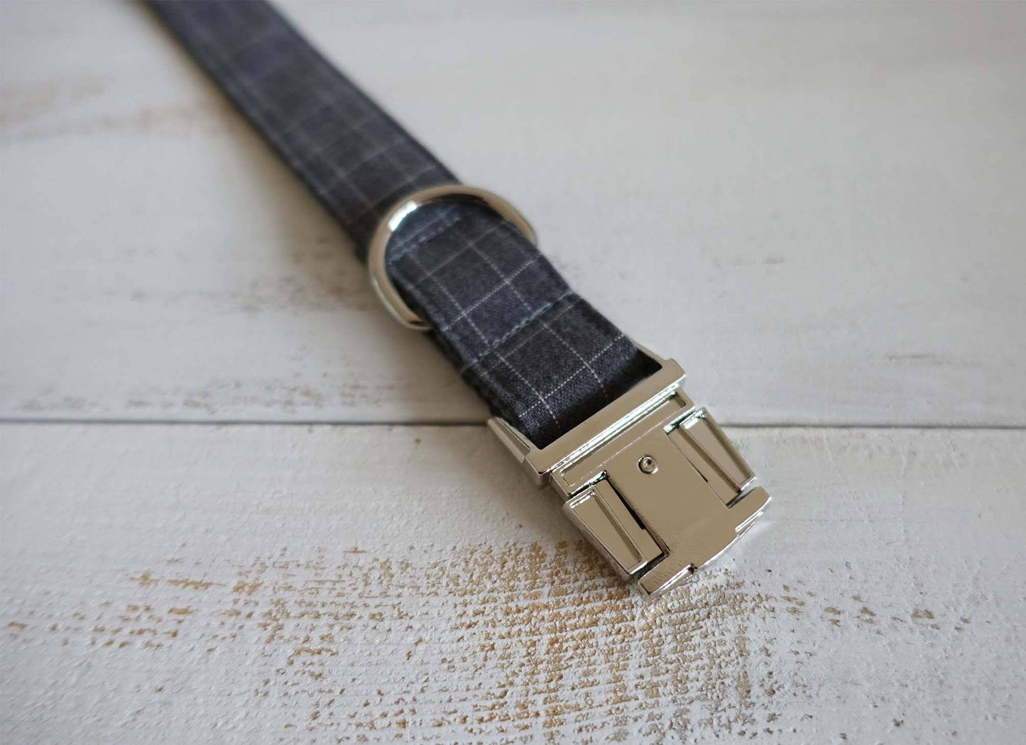 Dog Grey Plaid Collar - Frenchiely