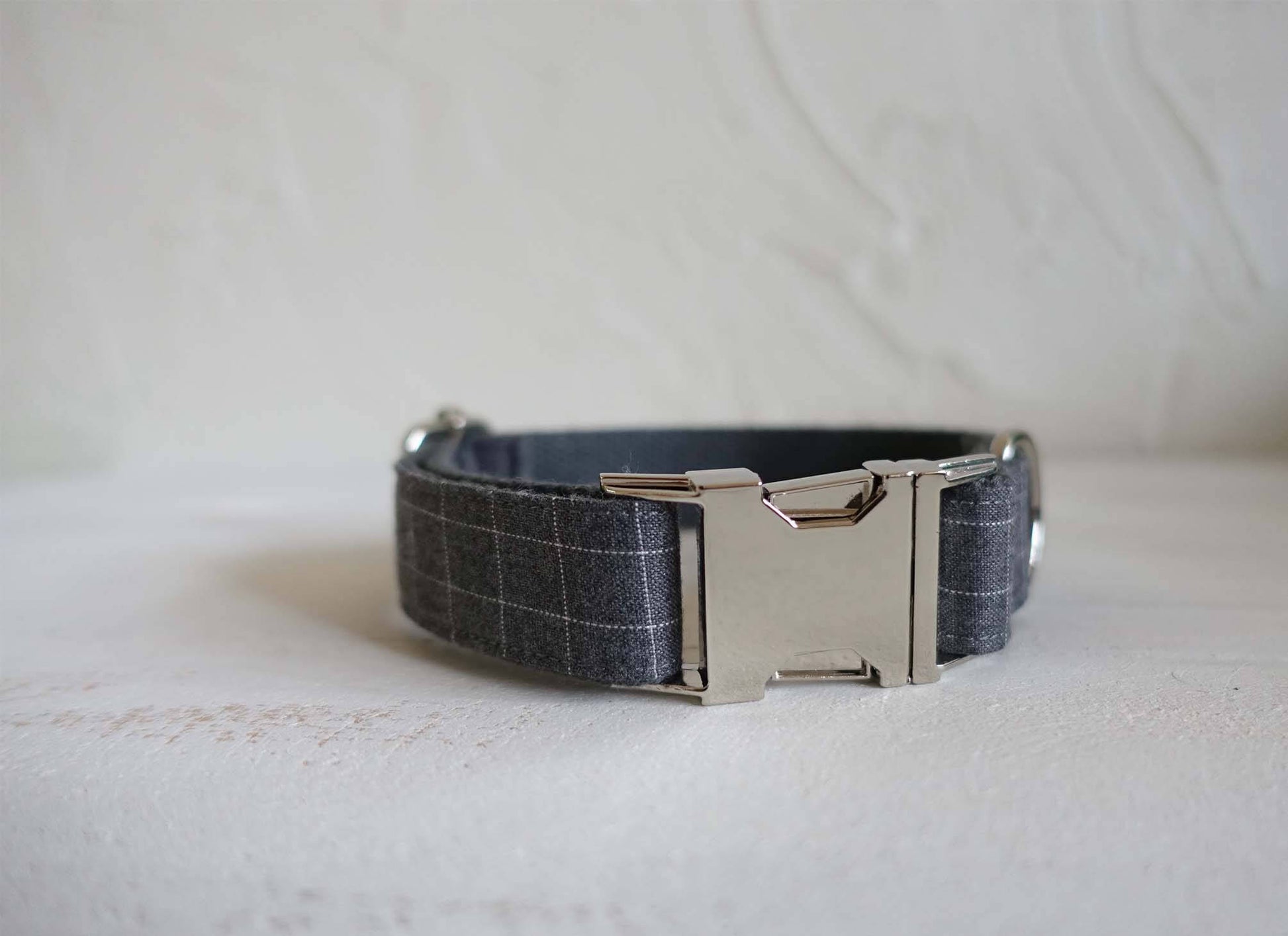 Dog Grey Plaid Collar - Frenchiely