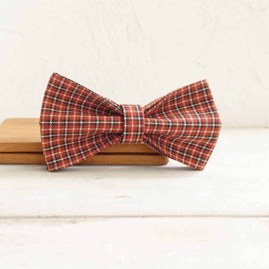 Dog Orange Plaid Bow Tie - Frenchiely