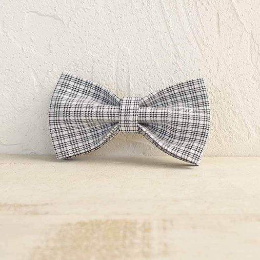 Dog White Plaid Bow Tie - Frenchiely