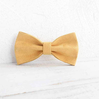 Dog Yellow Velvet Bow Tie - Frenchiely