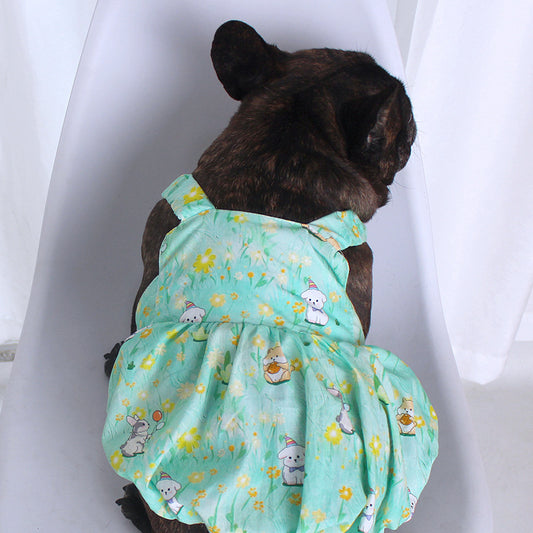 Dog Green Floral & Doggie Prints Dress