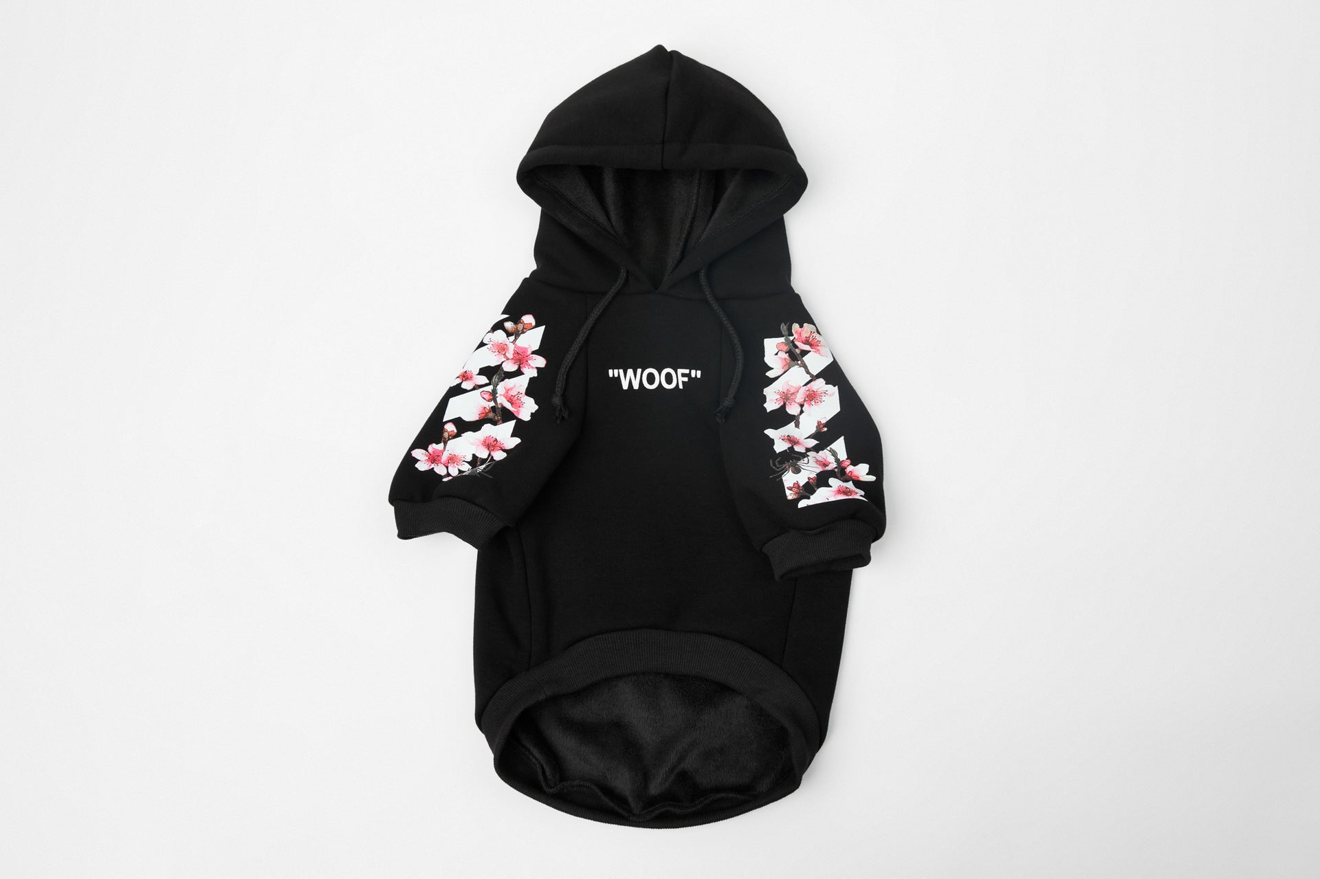 Dog Black Sakura Woof Hoodie Frenchiely