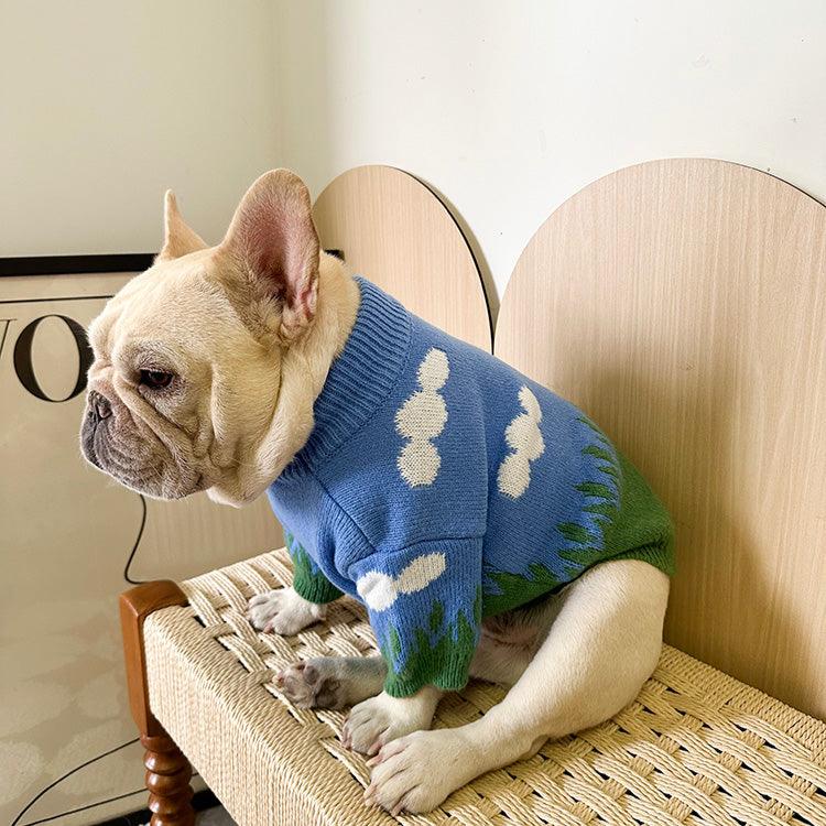 Dog Blue Sky White Clouds Sweater