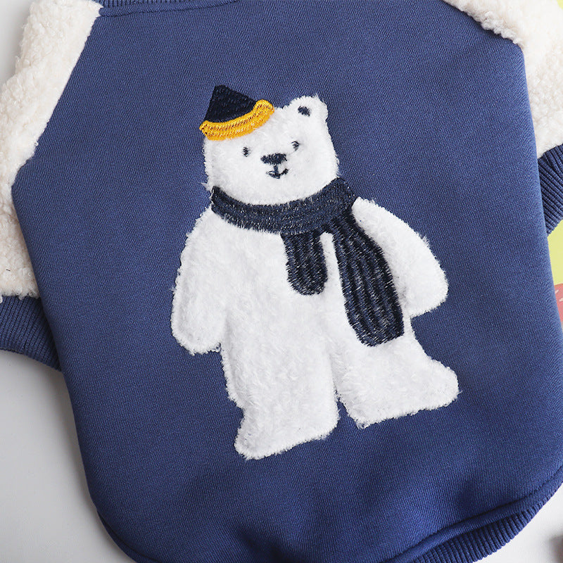 Dog Winter Blue Bear Warm Sweatshirt