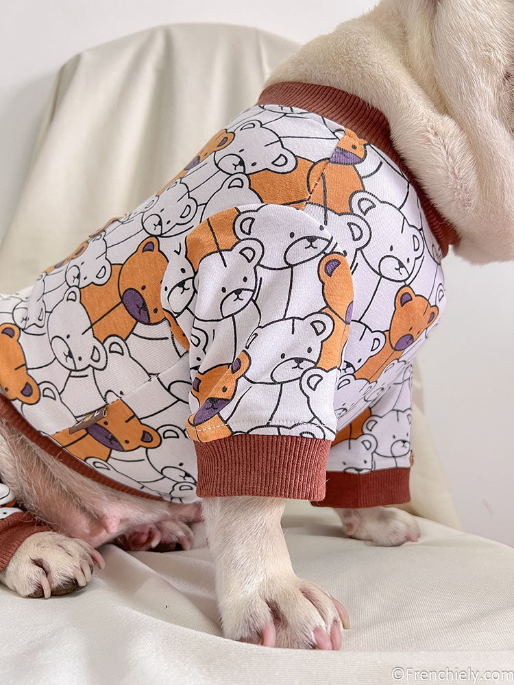 dog brown bear onesie pajamas for small medium dog breeds 