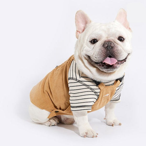 Dog Brown Overalls Dress with pocket for medium dogs by Frenchiely