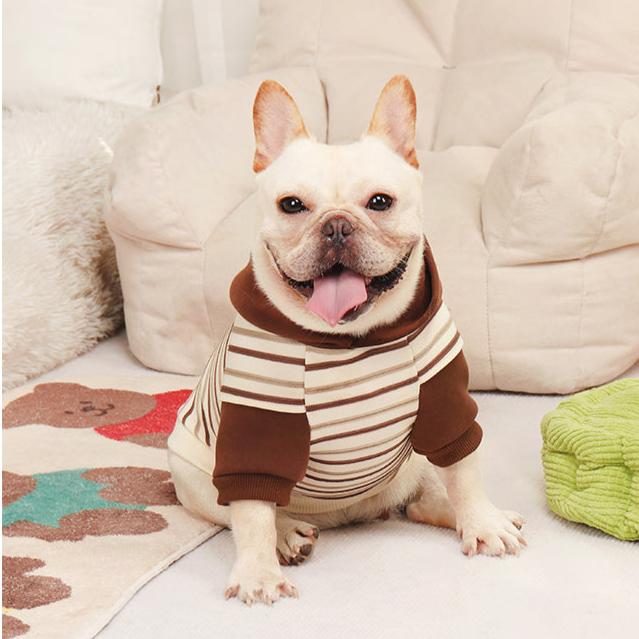 Dog Brown Stripe Hoodie for Medium Dog French Bulldogs