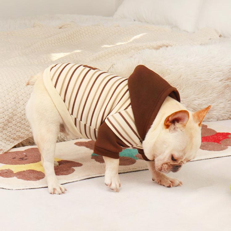 Dog Brown Stripe Hoodie for Medium Dog French Bulldogs