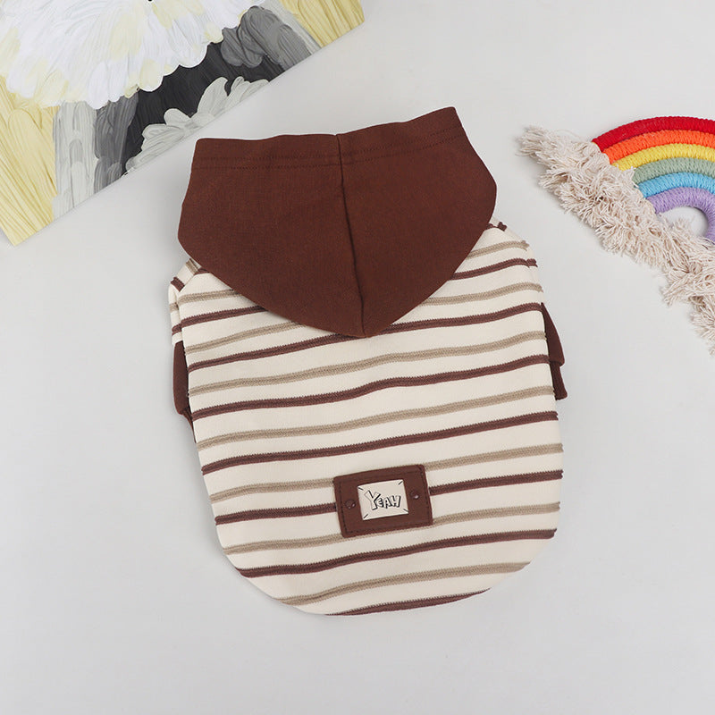 Dog Brown Stripe Hoodie for Medium Dog French Bulldogs