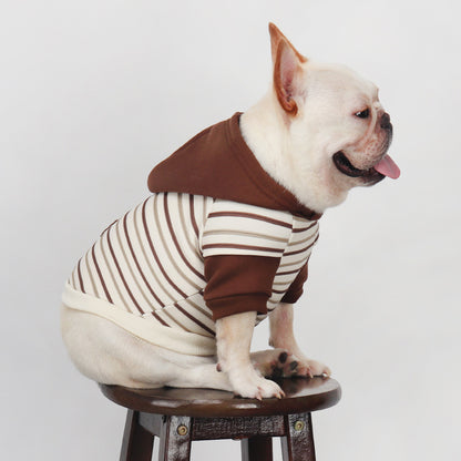 Dog Brown Stripe Hoodie Coat for Medium Dog French Bulldogs