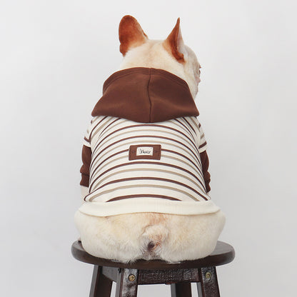 Dog Brown Stripe Hoodie for Medium Dog French Bulldogs