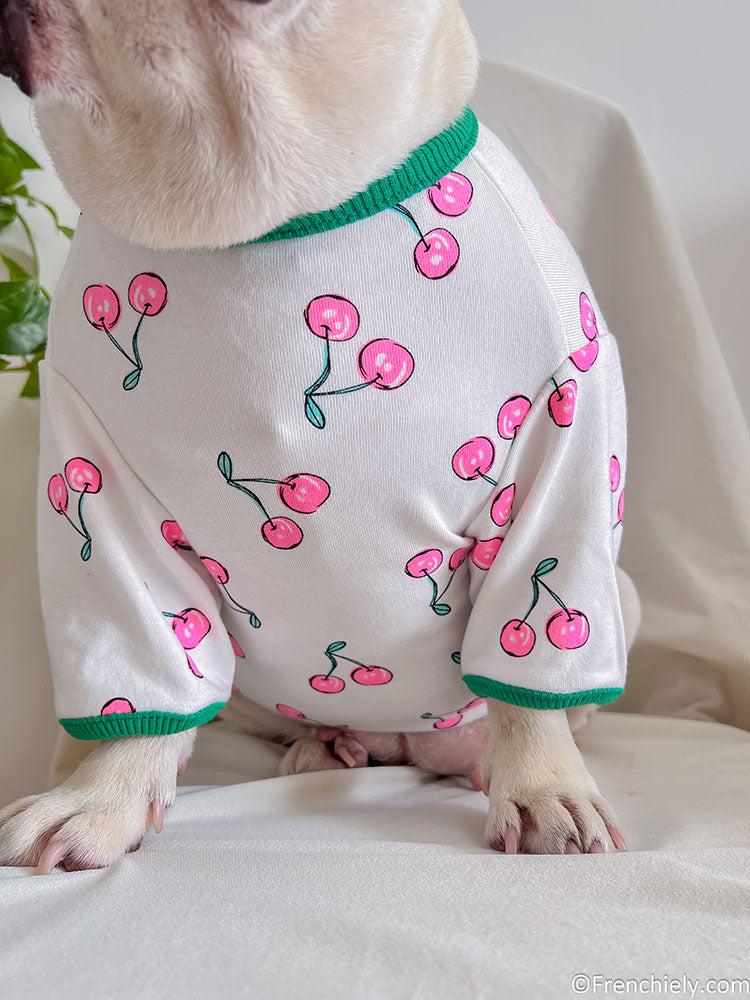 dog green cherry cotton shirt for medium dog breeds by frenchiely