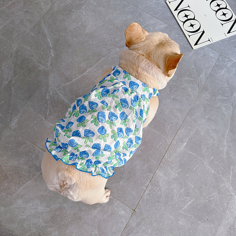 Dog Tulips Cotton Dress for small medium dogs by frenchiely