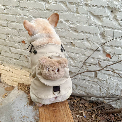 Dog Khaki Adjustable Overalls with Poo Bag