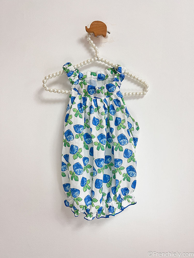 Dog blue Tulips dress for small medium dogs by frenchiely