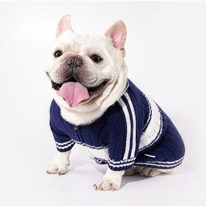 Dog Navy & White Zipper Sweater for small medium dogs by Frenchiely