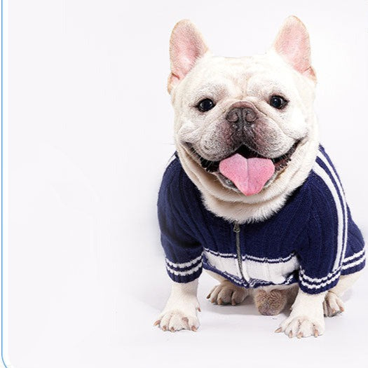 Dog Navy & White Zipper Sweater for small medium dogs by Frenchiely