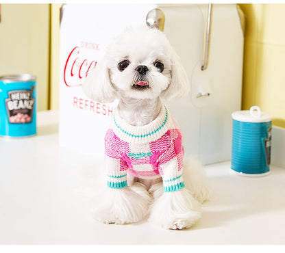 Dog Pink Plaid Pullover Sweater for small medium dogs by Frenchiely