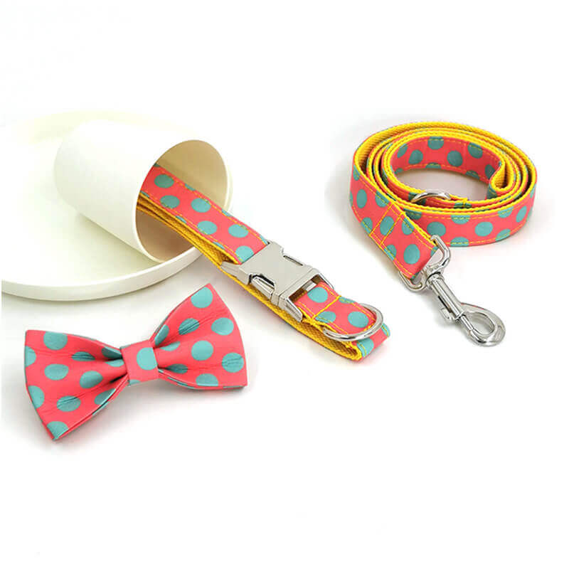 Dog Polka Collar Leash Set - Frenchiely