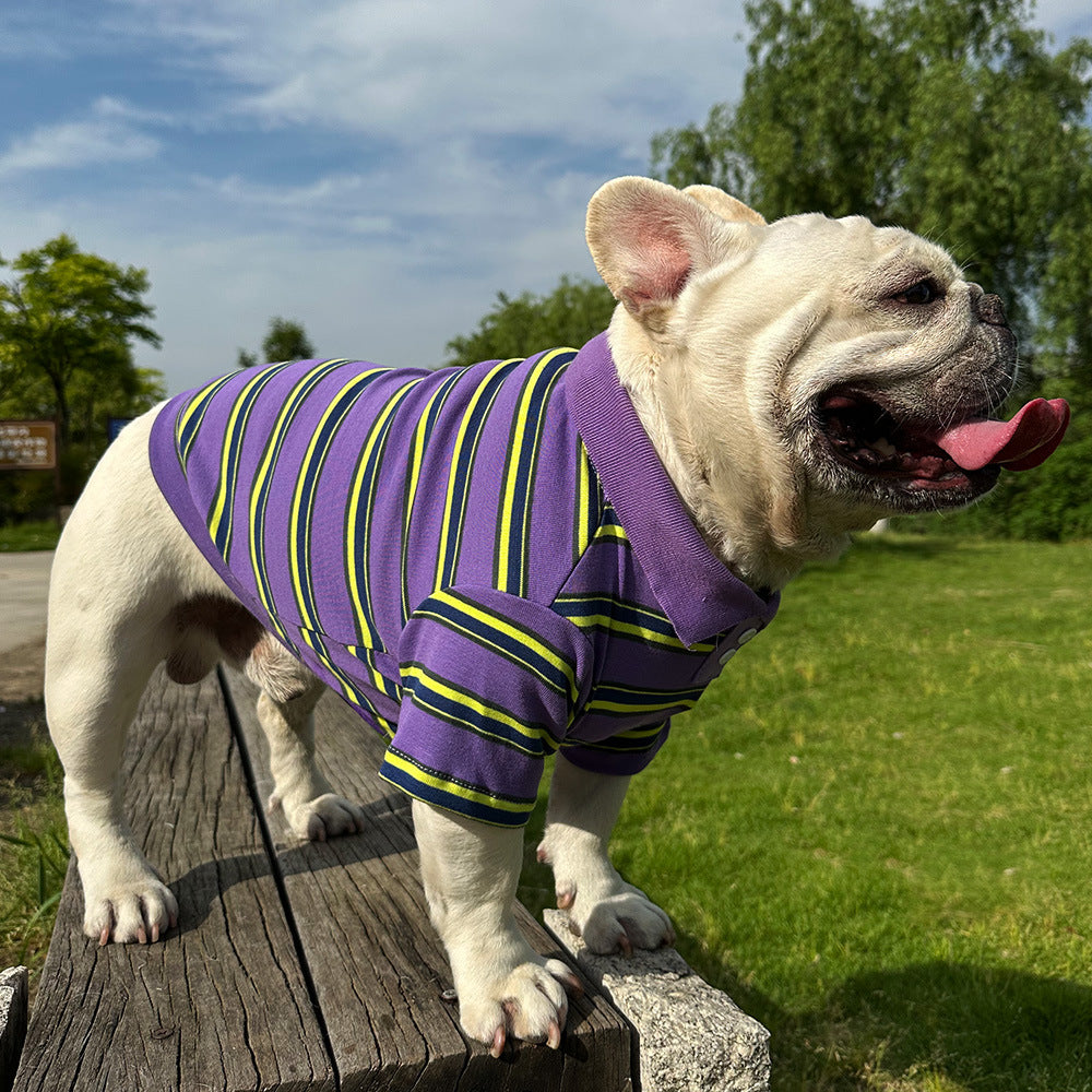 Dog Striped Polo Shirt for small medium dogs by Frenchiely