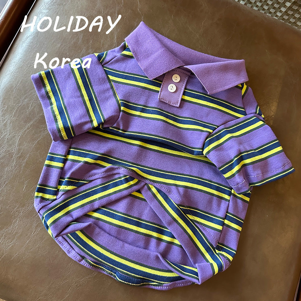 Dog Striped Polo Shirt for small medium dogs by Frenchiely