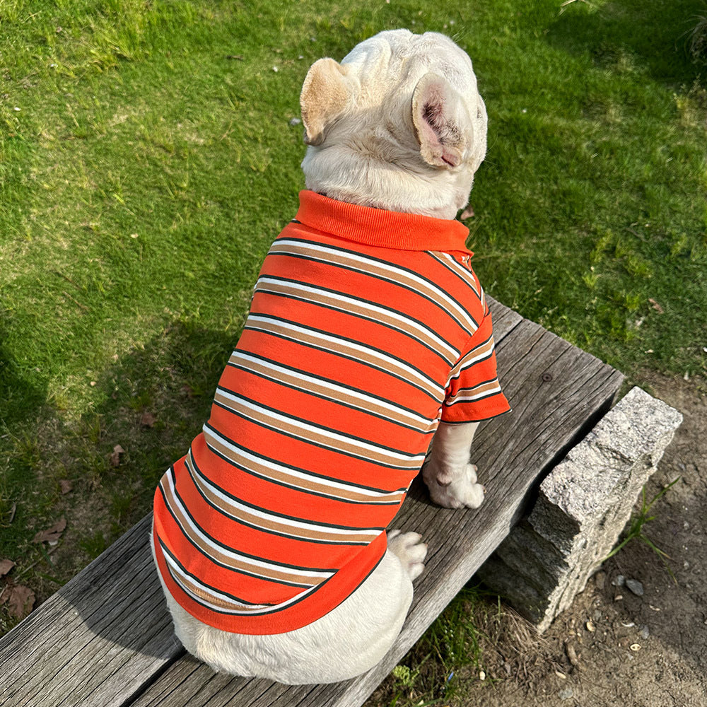 Dog Striped Polo Shirt for small medium dogs by Frenchiely