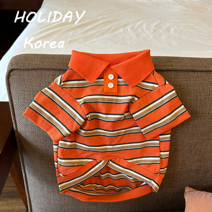 Dog Striped Polo Shirt for small medium dogs by Frenchiely