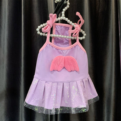 Dog Purple Tutu Dress with Angel Wings