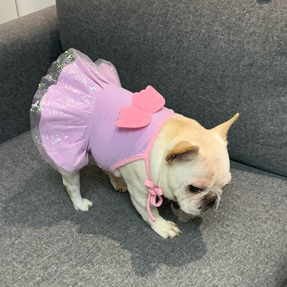 Dog Purple Tutu Dress with Angel Wings