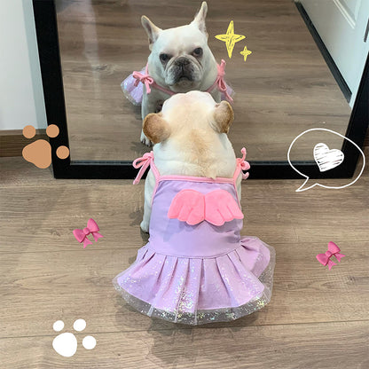 Dog Purple Tutu Dress with Angel Wings