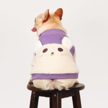 Dog Warm Jumper Coat in White and Purple