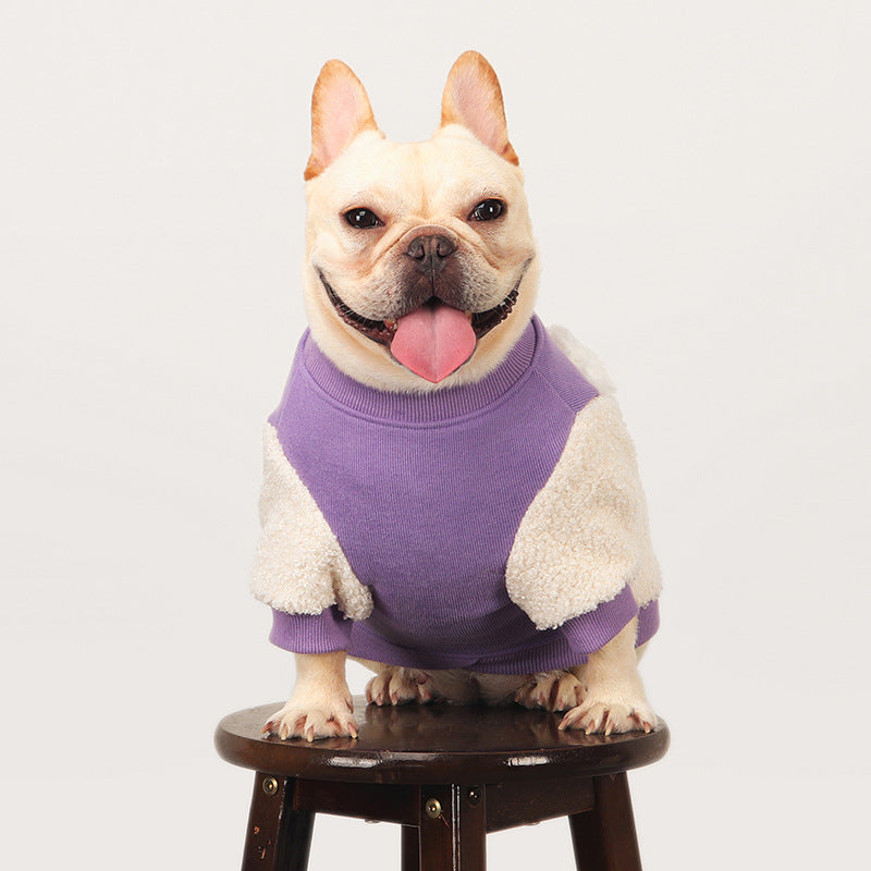 Dog Warm Coat in White and Purple