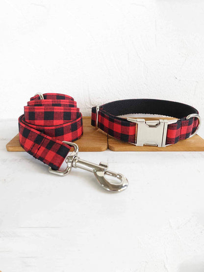 Dog Red Buffalo Leash Set - Frenchiely