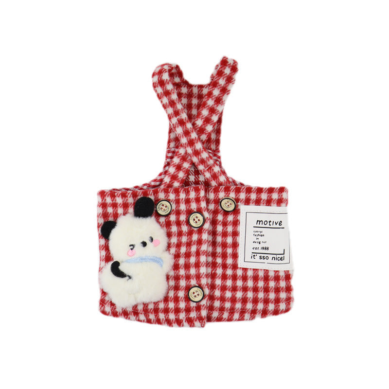 Dog Red Plaid Overalls Dress for small medium dogs by Frenchiely