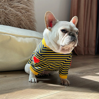 Dog Stripe Shirt with Heart Logo