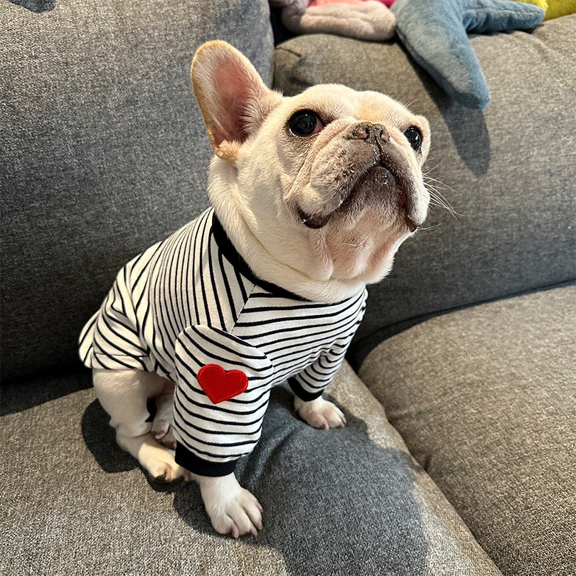 Dog Stripe Shirt with Heart Logo