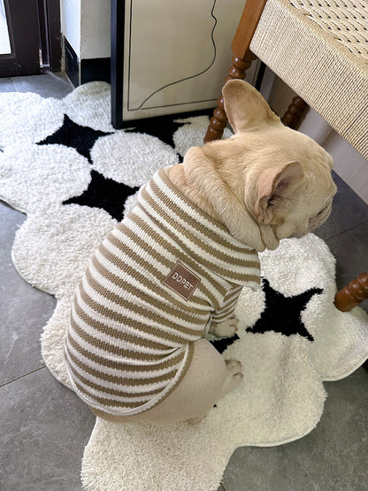 Dog Black Stripe Zipper-up Sweater