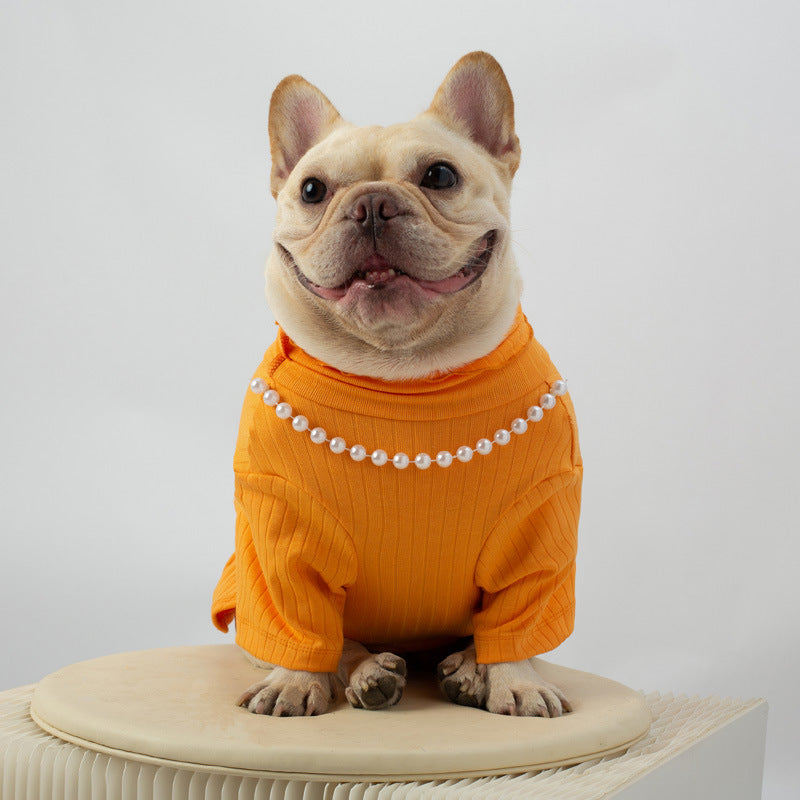 dog stretchy shirt sweater with necklace for medium dogs by Frenchiely