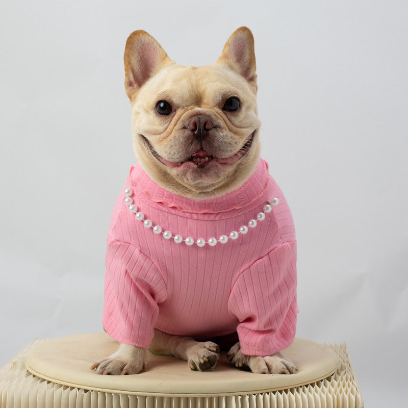 dog stretchy shirt sweater with necklace for medium dogs by Frenchiely