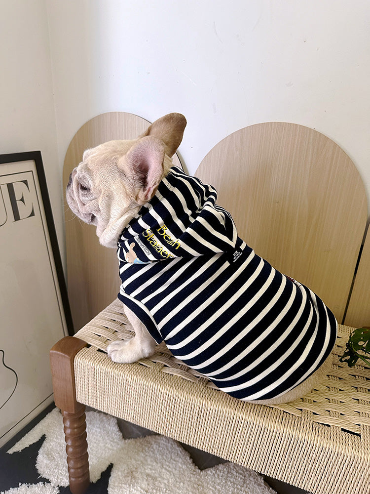 Dog Black Stripe Hooded Shirt