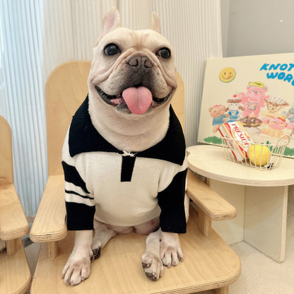 Dog Black & White Zipperup Sweater - Frenchiely