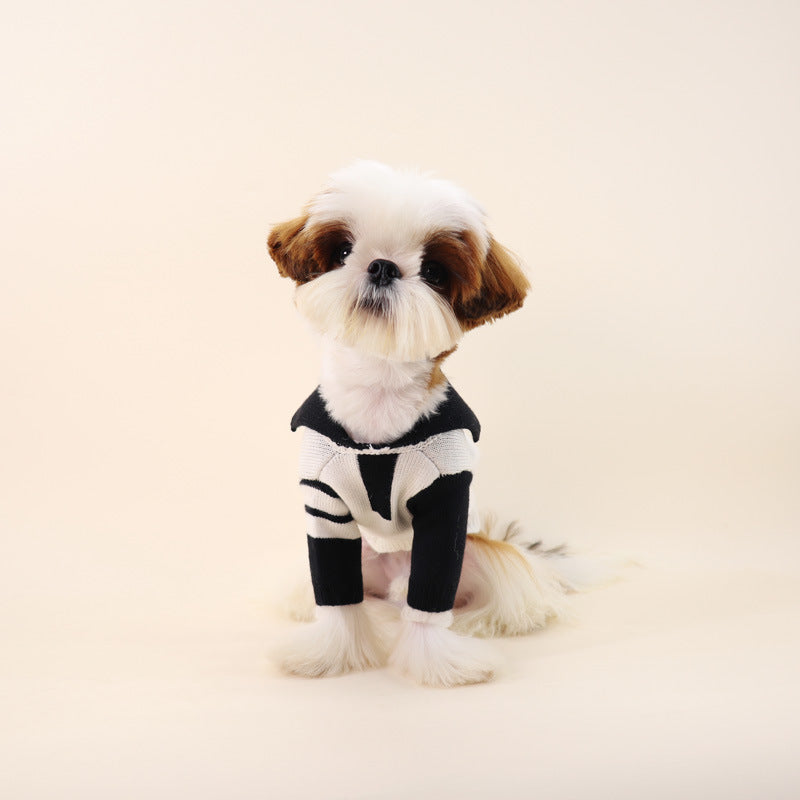 Dog Black & White Zipperup Sweater - Frenchiely