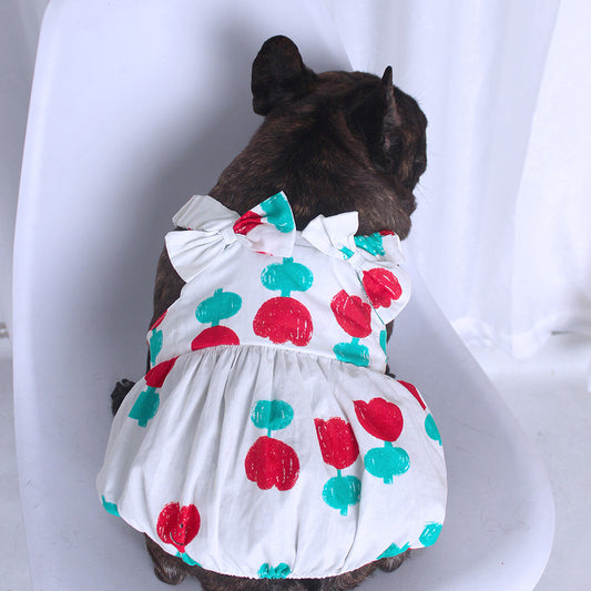 Dog Floral Dress with Bowtie