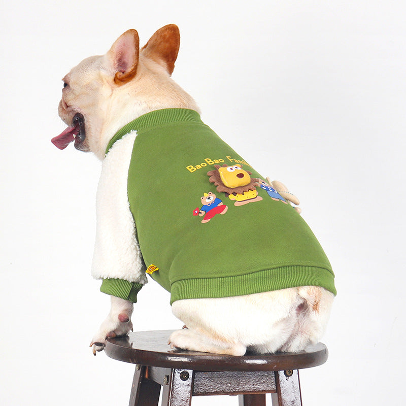 Dog Green Warm Jumper for medium dog breeds