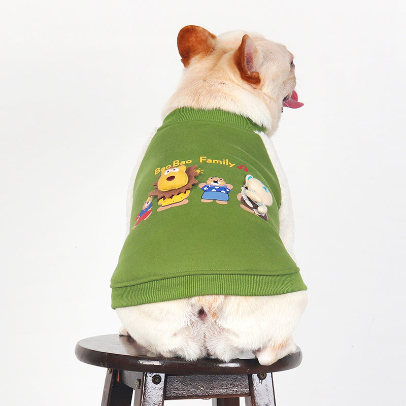 Dog Green Warm Jumper for medium dog breeds