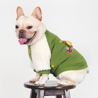 Dog Green Warm Jumper for medium dog breeds